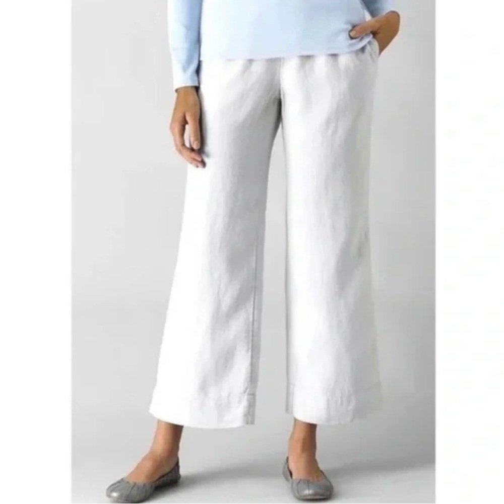 J. Jill Wide Leg Linen Blend Cropped Pants White Size Large